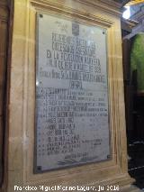 Catedral de Jaén. Interior. Placa a los Sacerdotes asesinados durante la Guerra Civil