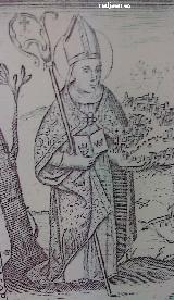 Cuevas de Lituergo. San Eufrasio, Obispo de Andjar. Fragmento de la portada del Libro Catlogo de los Obispos de Jan. Martn Ximena Jurado 1654